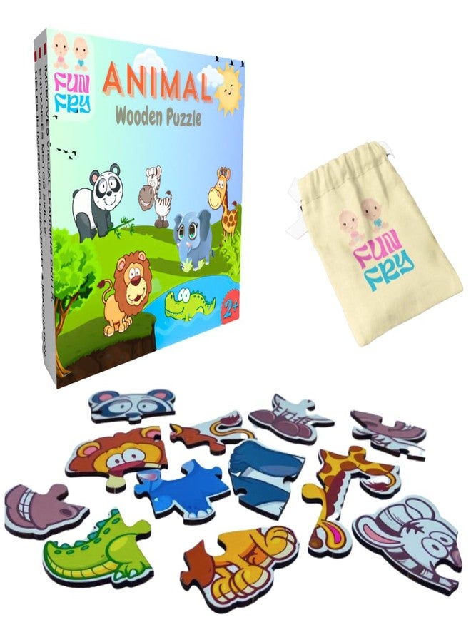 Fun Fry Montessori Wooden Jigsaw Puzzles for Kids Wooden Puzzle for Kids 3+ Years Toddler Puzzle Toys- Gift for 2 Year Old Boys Girls Birthday Gift (Wild Animal) - Image 1